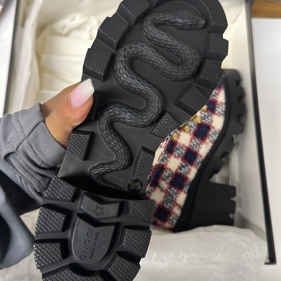 GUCCI AUTHENTIC COMBAT TWEED ANKLE BOOTS 34.5 NIB - Picture 5 of 7